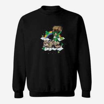 Leprechaun Riding Sloth St Patricks Day Gif Sweatshirt - Thegiftio UK