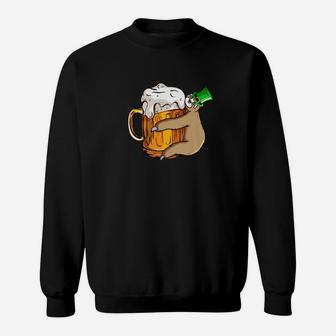 Leprechaun Sloth Beer Lover St Patricks Day Sweatshirt - Thegiftio UK