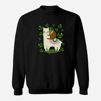 Leprechaun Sloth Riding Llama Unicorn St Patricks Day 2 Sweatshirt - Thegiftio UK