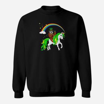 Leprechaun Sloth Riding Unicorn St Patricks Day Sweatshirt - Thegiftio UK