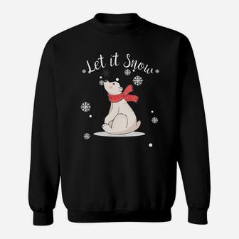 Let It Snow Polar Bear Sweatshirt Christmas Holiday Spirit Sweatshirt | Crazezy