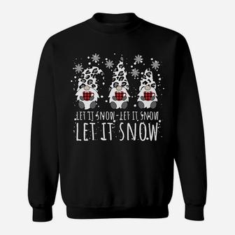 Let It Snow Winter Gnome - Leopard Buffalo Plaid Snowflakes Sweatshirt | Crazezy UK