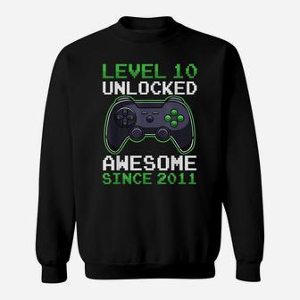 Level 10 Unlocked 10 Years Old Video Gamer Birthday Gift Sweatshirt | Crazezy AU