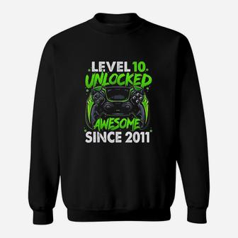 Level 10 Unlocked Awesome Since 2011 Sweatshirt | Crazezy DE