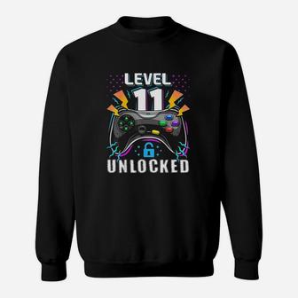 Level 11 Unlocked Video Game 11Th Birthday Gamer Gift Boys Sweatshirt | Crazezy