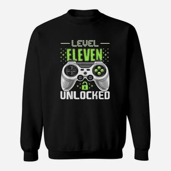 Level 11 Unlocked Video Game 11Th Birthday Gamer Gift Boys Sweatshirt | Crazezy