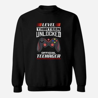 Level 13 Unlocked 13 Birthday Gamer Sweatshirt | Crazezy AU