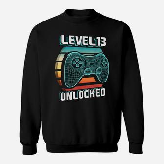 Level 13 Unlocked Retro Video Game 13Th Birthday Gamer Gift Sweatshirt | Crazezy AU