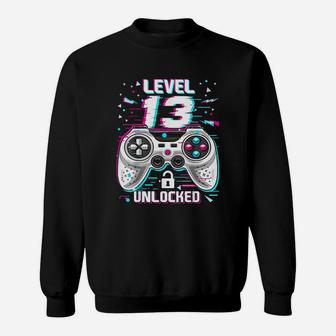 Level 13 Unlocked Retro Video Game 13Th Birthday Gamer Sweatshirt | Crazezy