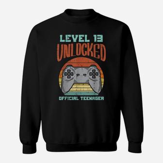 Level 13 Unlocked Teen 13 Years Old 13Th Birthday Gamer Boys Sweatshirt | Crazezy DE