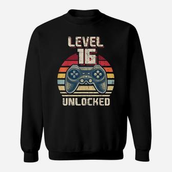 Level 16 Unlocked Video Game 16Th Birthday Gamer Boys Sweatshirt | Crazezy DE