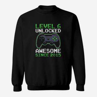 Level 6 Unlocked 6 Years Old Video Gamer Birthday Boy Sweatshirt | Crazezy