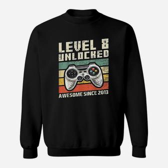 Level 8 Unlocked Awesome 2013 Video Game 8Th Birthday Gift Sweatshirt | Crazezy DE