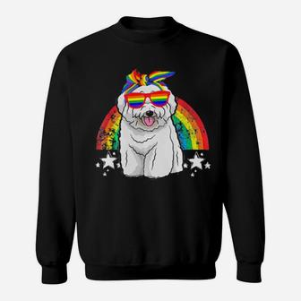 Lgbt Bichon Frise Dog Gay Pride Rainbow Sweatshirt - Monsterry