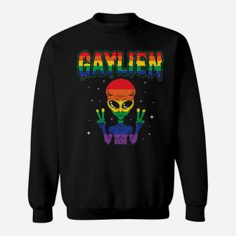 Lgbt Funny Gay Alien Gaylien Rainbow Pride Gift Sweatshirt - Monsterry DE