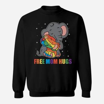 Lgbt Funny Rainbow Elephant Hugs Lesbian Gay Pride Sweatshirt - Monsterry