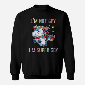 Lgbt Funny Rainbow Unicorn Super Gay Lesbian Pride Sweatshirt - Monsterry AU