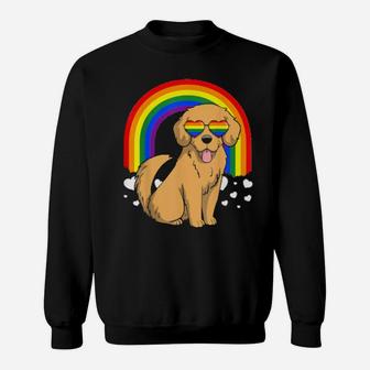 Lgbt Golden Retriever Dog Gay Pride Rainbow Lgbtq Sweatshirt - Monsterry UK