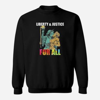 Lgbt Liberty And Justice For All Sweatshirt - Monsterry UK