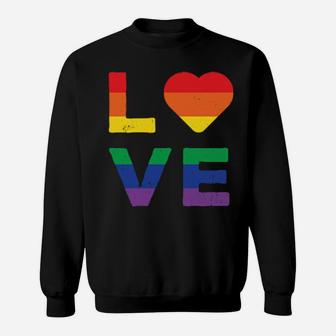 Lgbt Love Rainbow Heart Gay Lesbian Equality Gift Sweatshirt - Monsterry CA