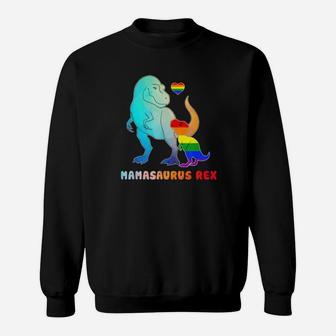 Lgbt Mamasaurus Rex Mom Mother Rainbow Pride Sweatshirt - Monsterry