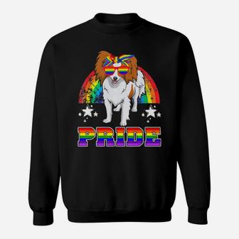 Lgbt Papillon Dog Gay Pride Rainbow Sweatshirt - Monsterry