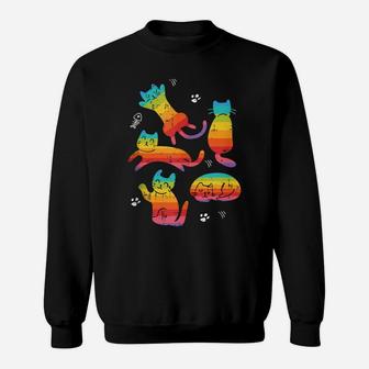 Lgbt-Q Cat Kawaii Gay Pride Rainbow Cool Animal Ally Gifts Sweatshirt | Crazezy