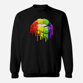 Lgbt Rainbow Color Lips Pride Gay Homosexual Sweatshirt - Monsterry
