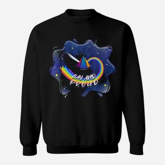Lgbtq Gay And Proud Galaxy Rainbow Sweatshirt - Monsterry