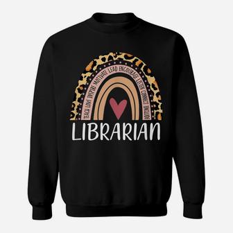 Librarian Rainbow Boho Leopard Funny School Librarian Gift Sweatshirt | Crazezy CA