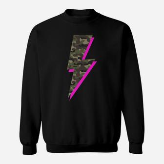 Lightning Bolt Camo Hot Pink Camouflage Graphic Print Sweatshirt | Crazezy DE