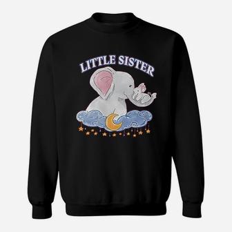 Little Sister Cute Elephants With Moon And Stars Sweatshirt | Crazezy DE