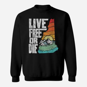 Live Free Or Die Retro New Hampshire Nature Graphic Sweatshirt | Crazezy