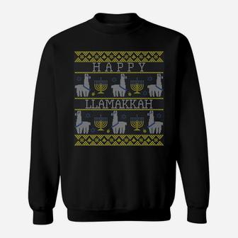 Llama Hanukkah Funny Ugly Christmas Sweater Happy Llamakkah Sweatshirt | Crazezy AU