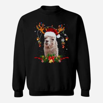 Llama Reindeer Christmas Lights Funny Llama Xmas Gift Sweatshirt | Crazezy DE