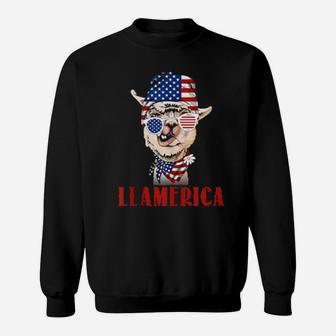 Llamerica American Llama Patriotic Usa 4Th Of July Sweatshirt - Monsterry