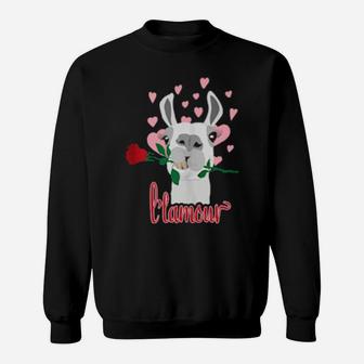 L'lamour Llama L'amour Valentine's Day Pun Sweatshirt - Monsterry