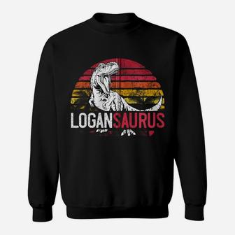 Logan Saurus Funny Personalized Dinosaur T Rex Name Gift Zip Hoodie Sweatshirt | Crazezy
