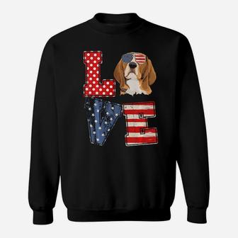 Love Beagle Face American Flag Patriotic 4Th Of July Sweatshirt - Monsterry