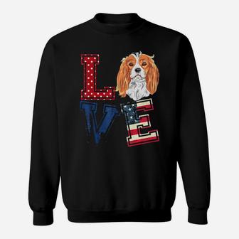 Love Cavalier King Charles Spaniel Face 4Th Of July Sweatshirt - Monsterry