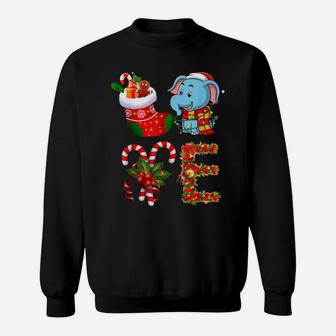 Love Elephant Christmas Lights Funny Santa Hat Christmas Sweatshirt | Crazezy