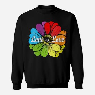 Love Is Love Gay Prides Rainbow Lgbt Pride Flower Sweatshirt - Monsterry AU