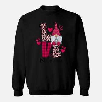 Love Leopard Plaid Gnome Nonna Valentines Day Sweatshirt | Crazezy UK