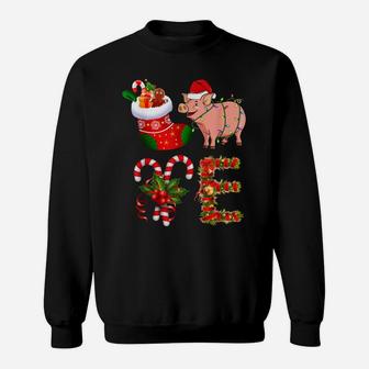 Love Pig Christmas Funny Santa Hat Christmas Sweatshirt | Crazezy UK