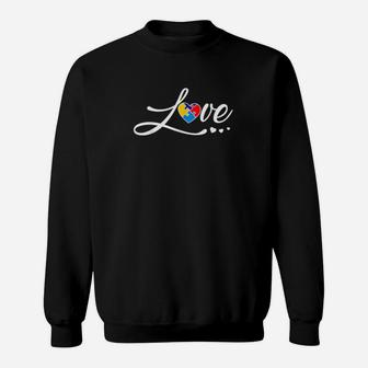 Love Puzzle Heart Autism Awareness Sweatshirt - Monsterry