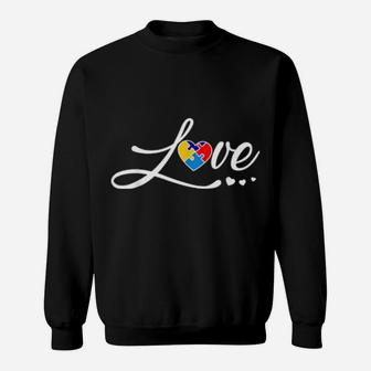 Love Puzzle Heart Autism Awareness Sweatshirt - Monsterry