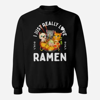 Love Ramen Japanese Noodles Kawaii Neko Anime Cat Gifts Sweatshirt | Crazezy CA