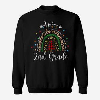 Love Second Grade Teacher Funny Boho Rainbow Christmas Kids Sweatshirt | Crazezy