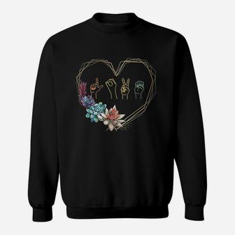 Love Sign Language Floral Heart Sweatshirt | Crazezy CA