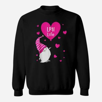 Lpn Life Valentine Gnome Nurse Valentines Day Sweatshirt - Monsterry